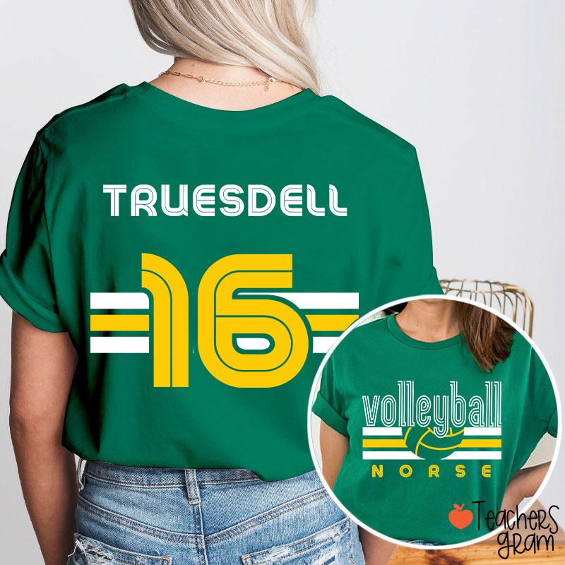 Personalized Mascot Name And Number Sport Teacher Two Sided T-Shirt