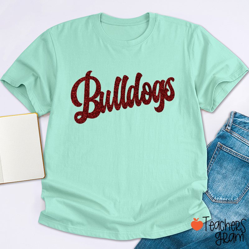 Personalized Glitter Script Teacher T‑Shirt