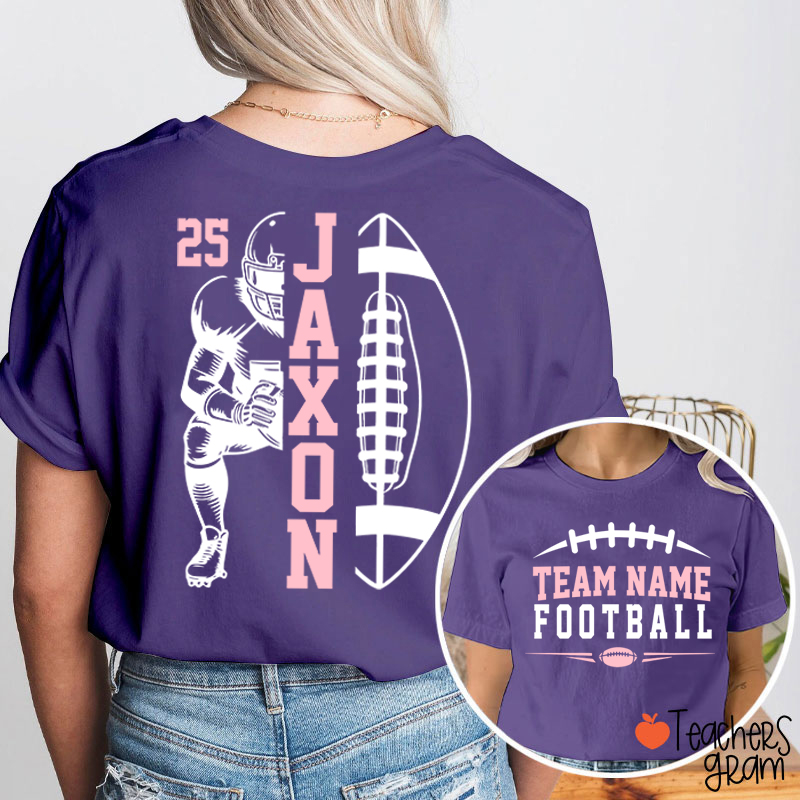 Personalized Team Name Football Season Game Day Teacher Two Sided T-Shirt