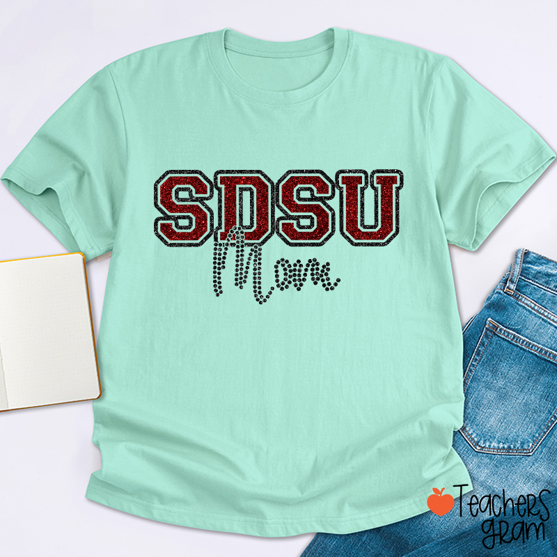 Personalized School Abbreviation And Name Faux Glitter Teacher T-Shirt