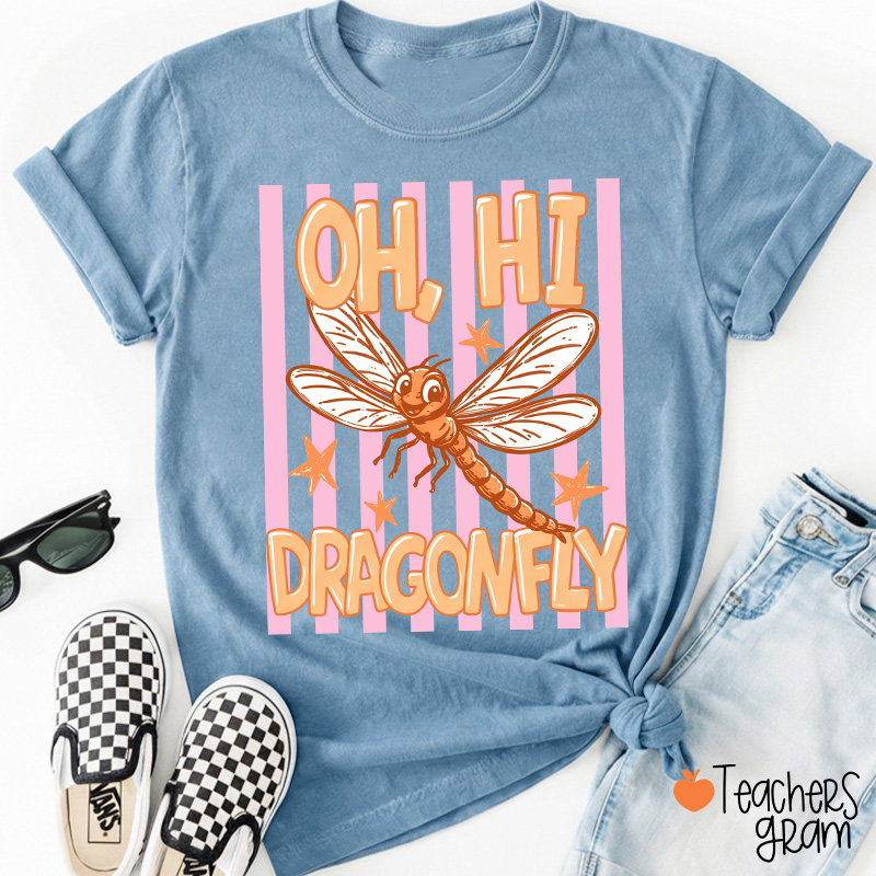 Personalized Retro Cute Animal Striped Frame Teacher T-Shirt