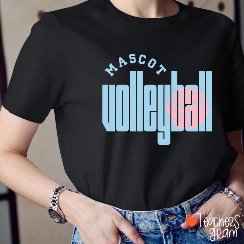 Personalized Mascot Volleyball Retro Game Day Teacher T-Shirt