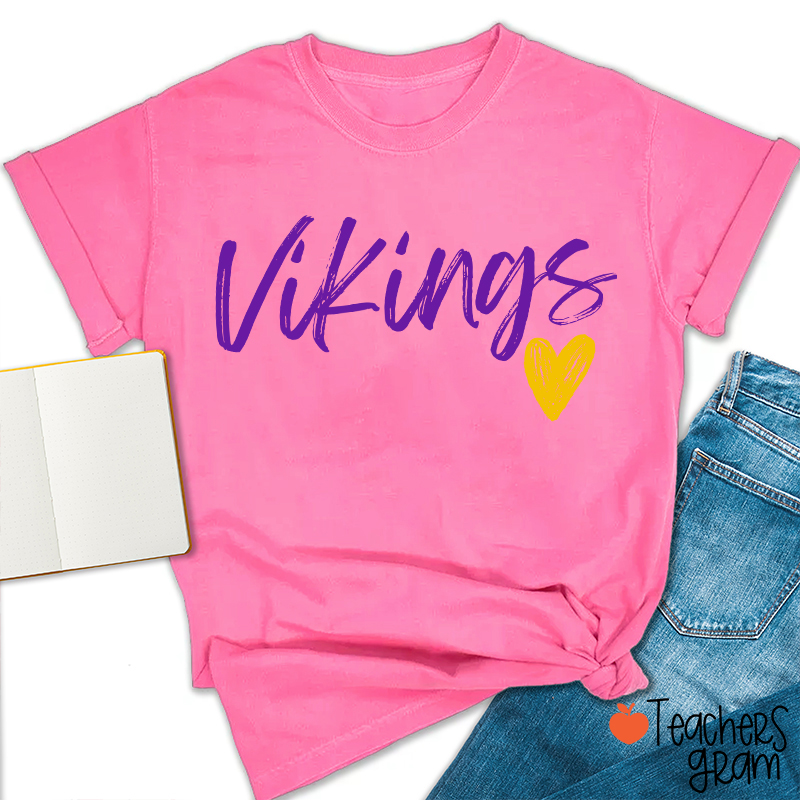 Personalized Mascot Sport Handwritten Heart Teacher T‑Shirt