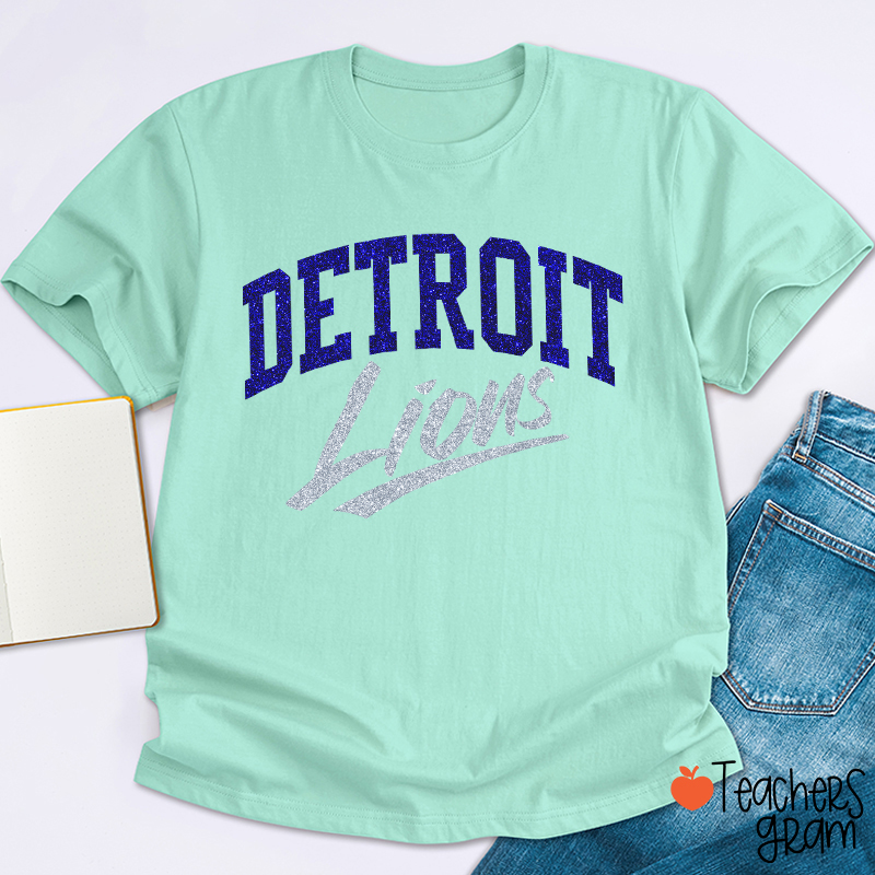 Personalized Mascot Retro Glitter Sport Fan Teacher T‑Shirt