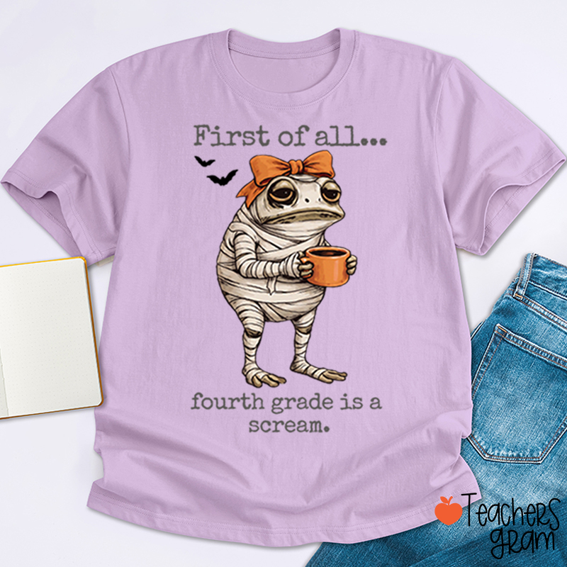 Personalized Grade Funny Frog Monster Character Bat Teacher T‑Shirt