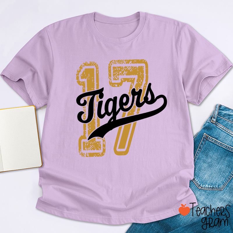 Personalized Mascot Vintage Number Graphic Sports Teacher T‑Shirt