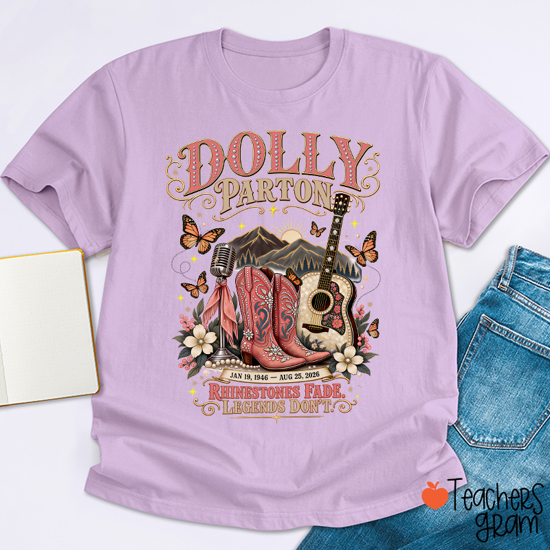 Dolly Parton Western Cowboy Boots Floral Teacher T‑Shirt