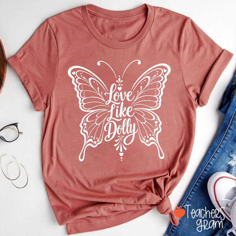 Love Ornate Lace Butterfly Teacher T-Shirt
