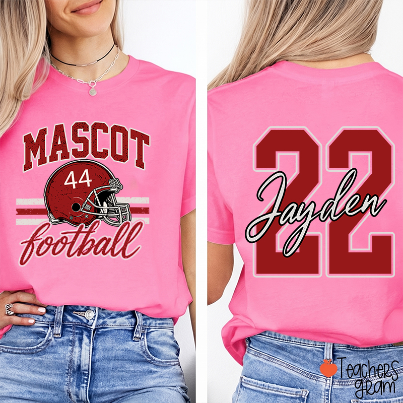 Personalized Mascot Football Game Day Teacher Two Sided T-Shirt