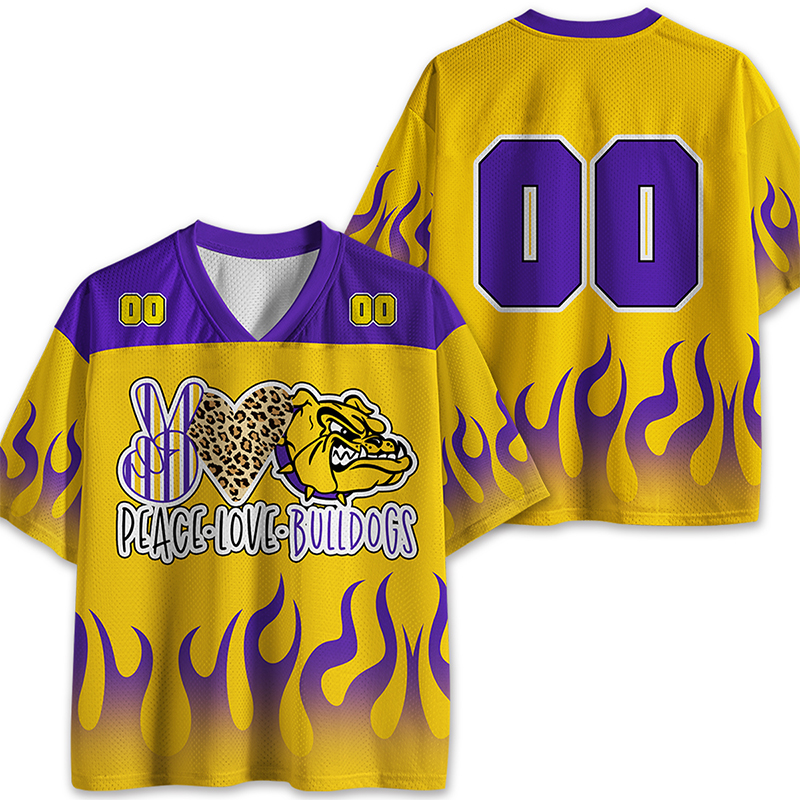 Personalized Mascot Flame Peace Love Teacher Mesh Jersey