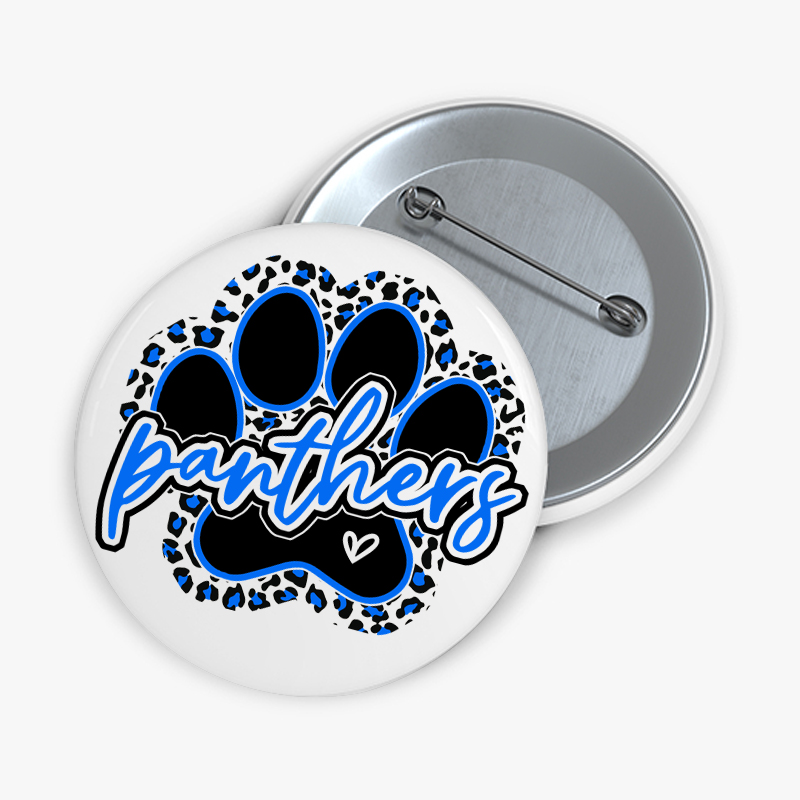 Personalized Leopard Print Stroke Mascot Icon Teacher Pinback Button