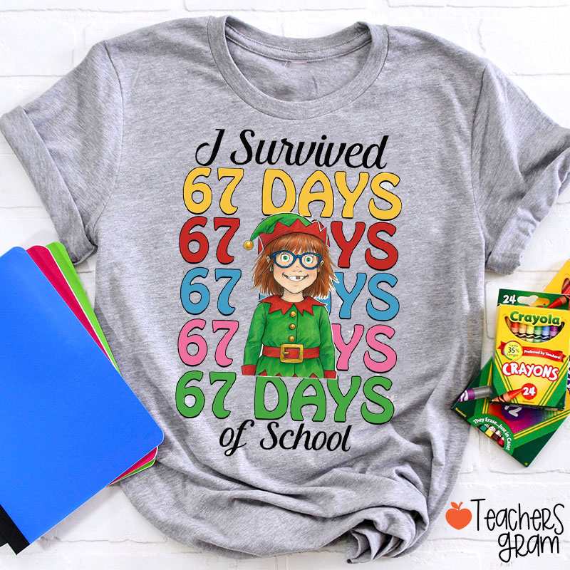 I Survived 67 Days Of School Little Girl Teacher T-Shirt