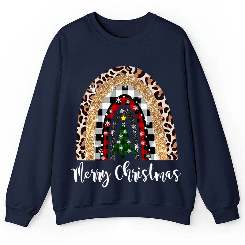 Merry Christmas A Christmas Tree In The Snow Teacher Sweatshirt