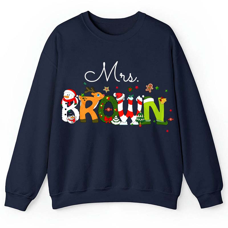 Personalized Christmas Style Teacher Sweatshirt