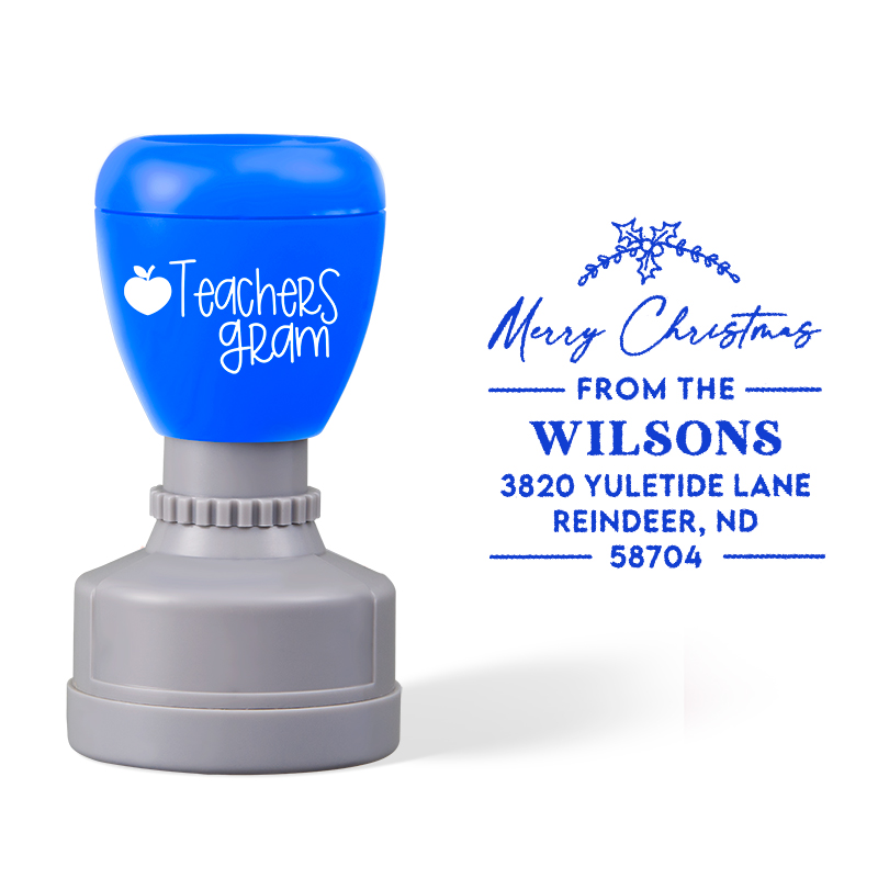 Personalized Address Merry Christmas Teacher Stamp