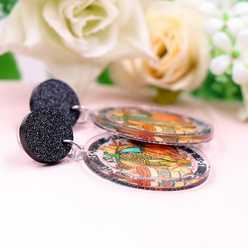 Pumpkin Leaf Acrylic Earrings