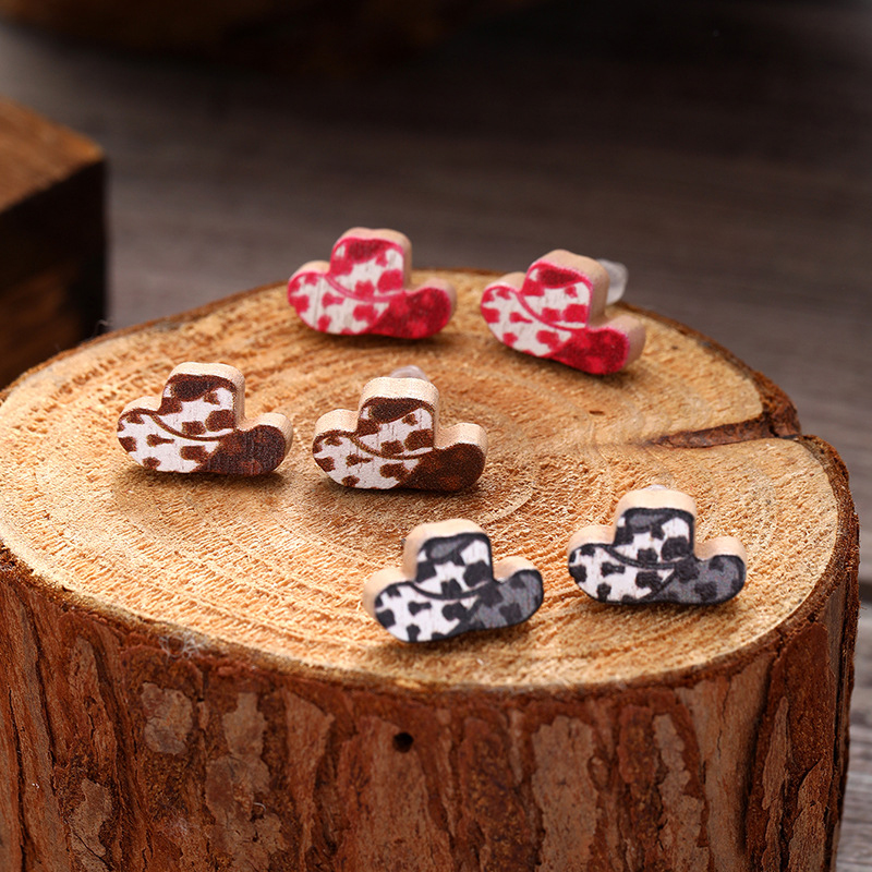 Cute Smiley Apple Drawing Board Wooden Earrings