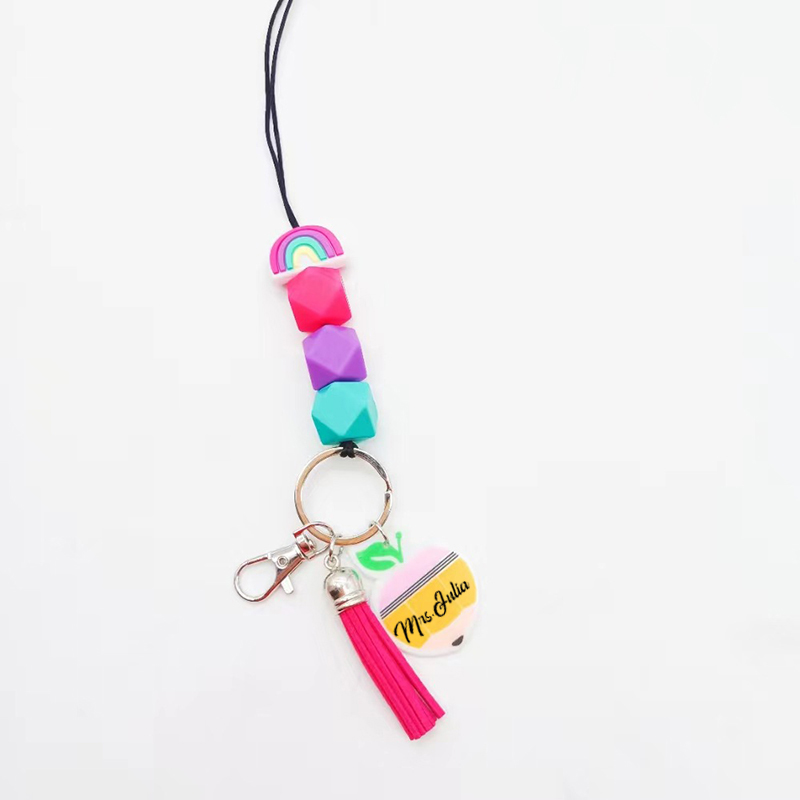 Rainbow Beaded Teacher Lanyard