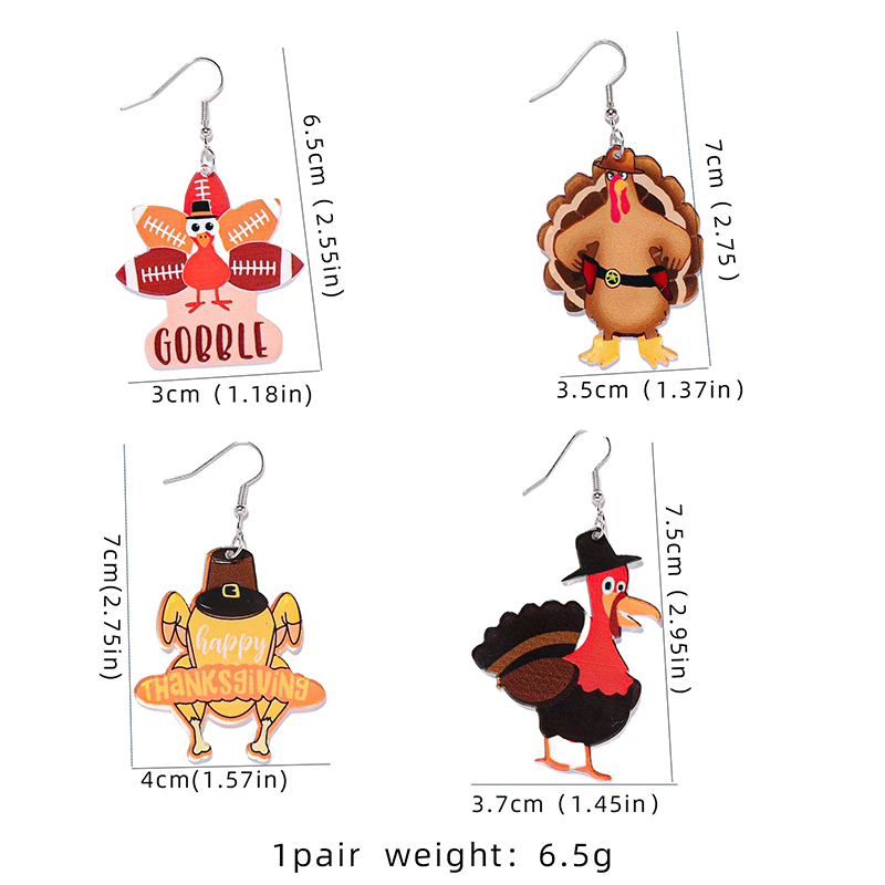 Thanksgiving Turkey Acrylic Earrings