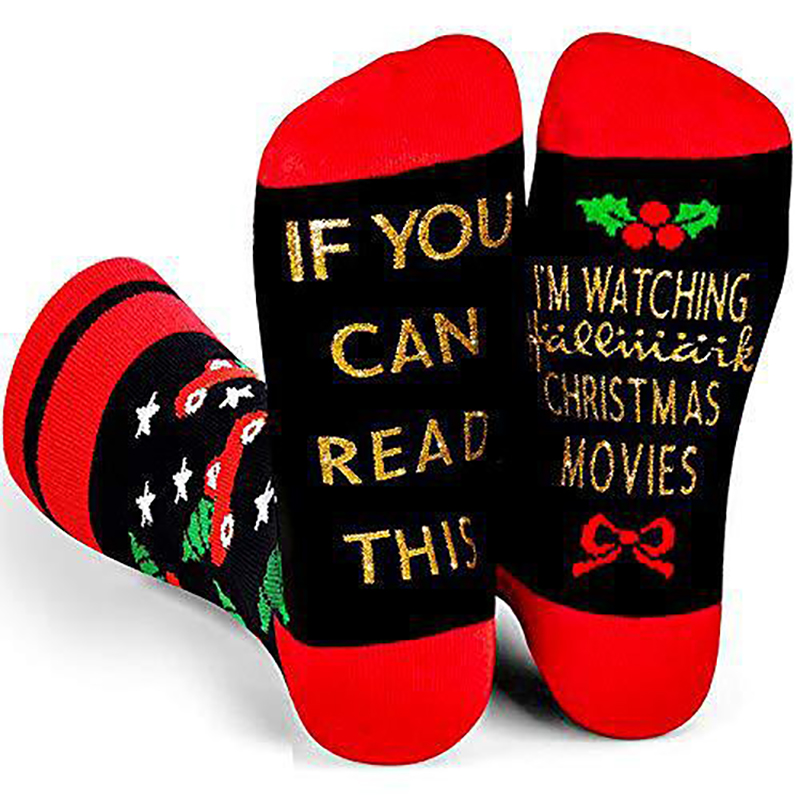 Gold Letter Christmas Teacher Socks