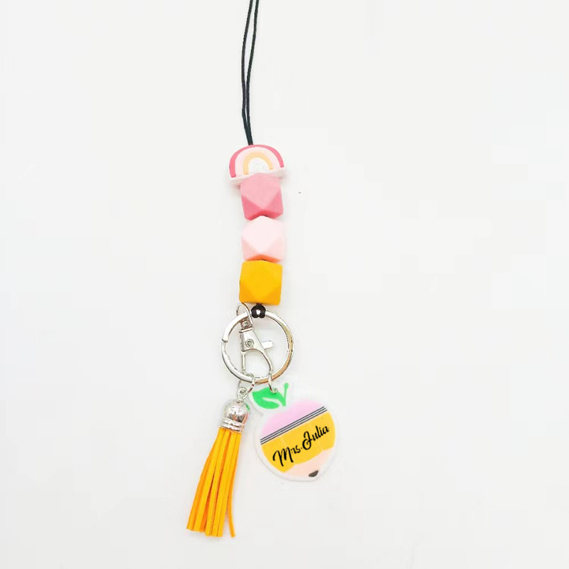 Rainbow Beaded Teacher Lanyard