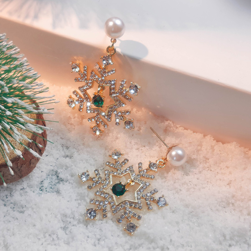 Diamond Snowflake Teacher Metal Earrings