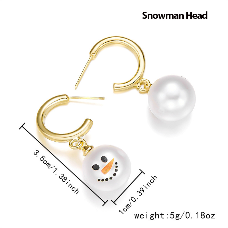 Pearl Snowman Teacher Metal Earrings