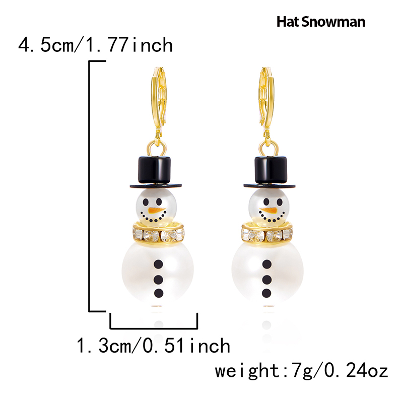 Pearl Snowman Teacher Metal Earrings