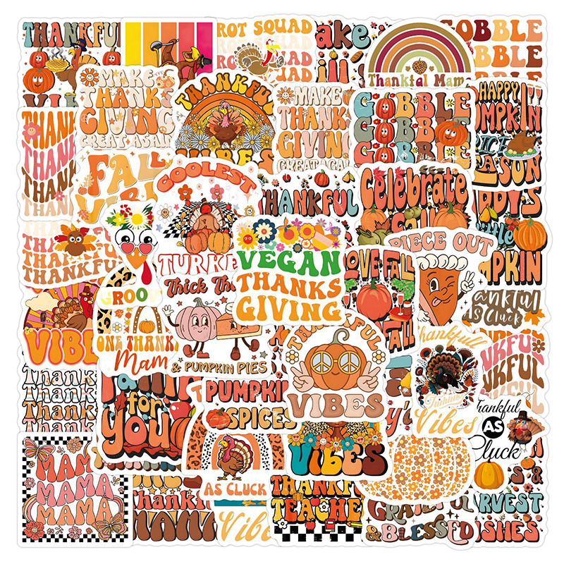 Groovy Thanksgiving 60 PCS Teacher Stickers Pack