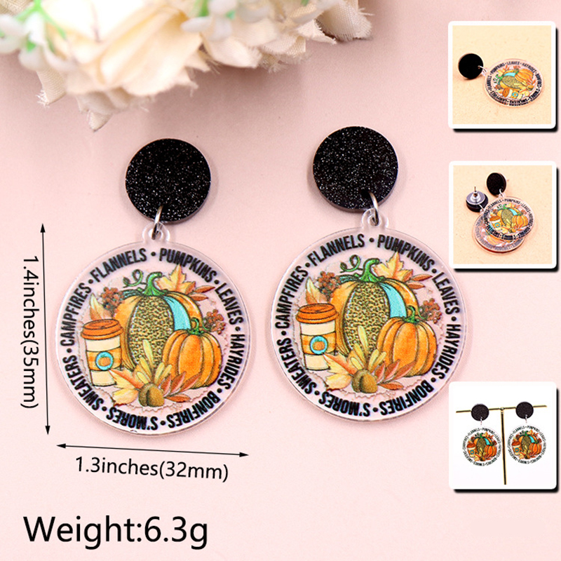 Pumpkin Leaf Acrylic Earrings