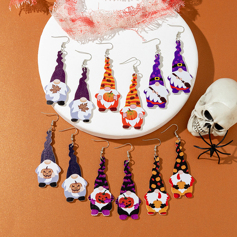 Halloween Thanksgiving Dwarf Leather Earrings