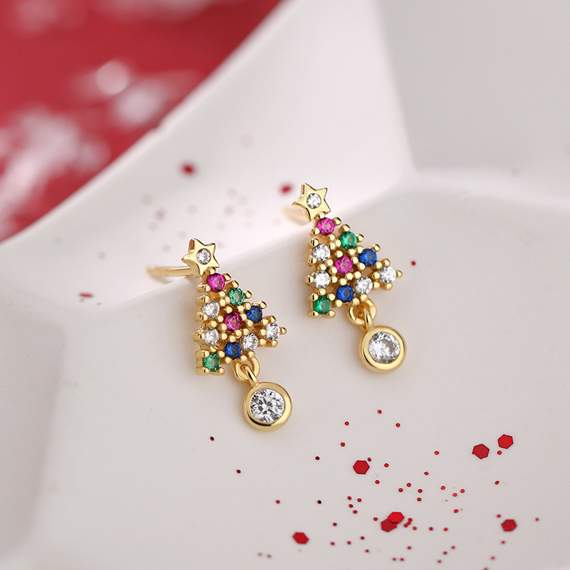 Star Christmas Tree Teacher Metal Earrings