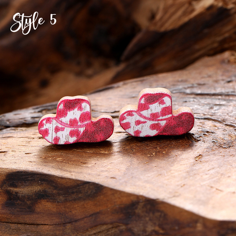 Cute Smiley Apple Drawing Board Wooden Earrings