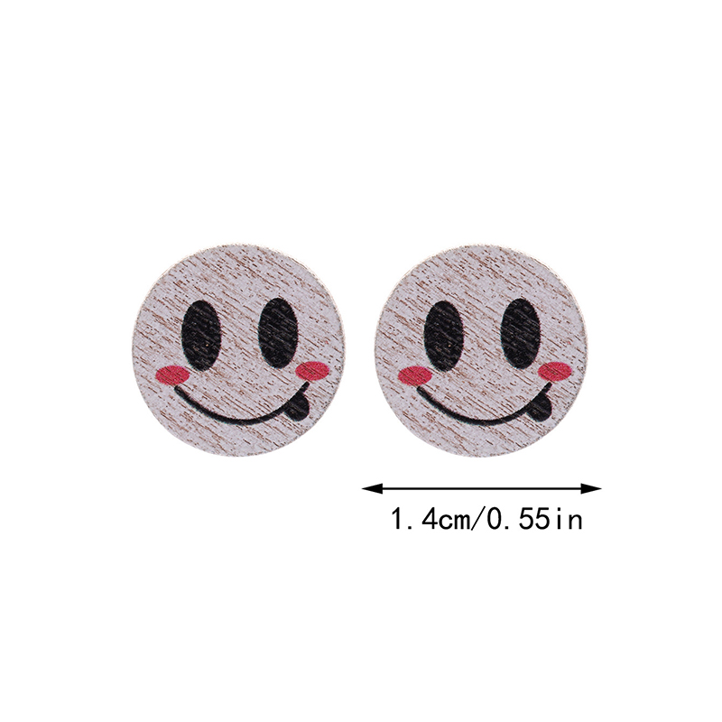 Cute Smiley Apple Drawing Board Wooden Earrings