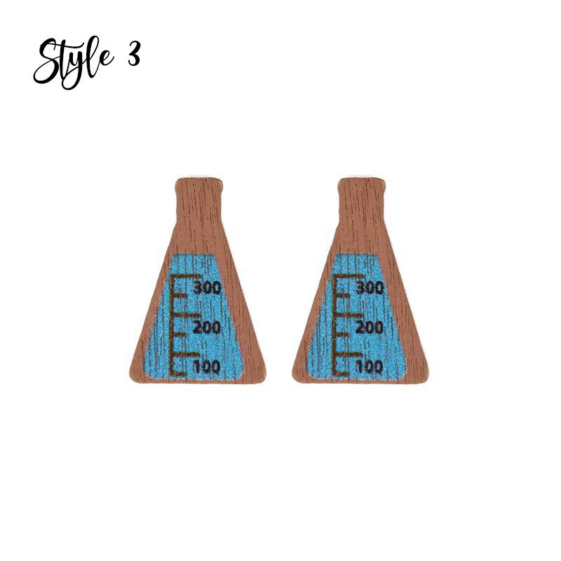 Cute Smiley Apple Drawing Board Wooden Earrings