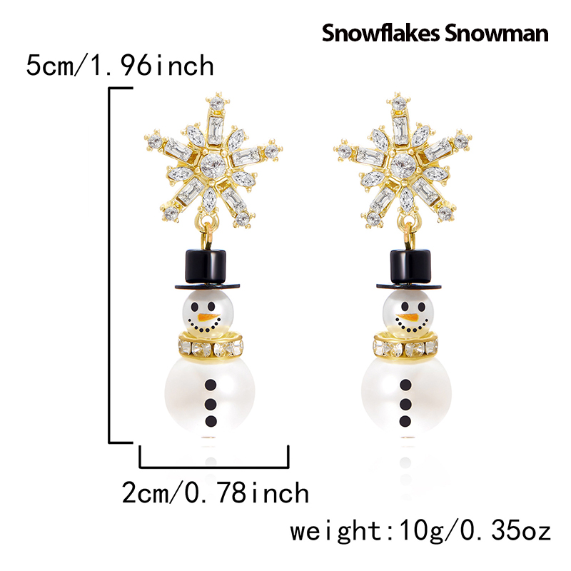 Pearl Snowman Teacher Metal Earrings