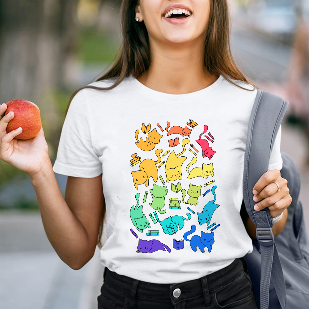 Cats And Books Teacher T-Shirt