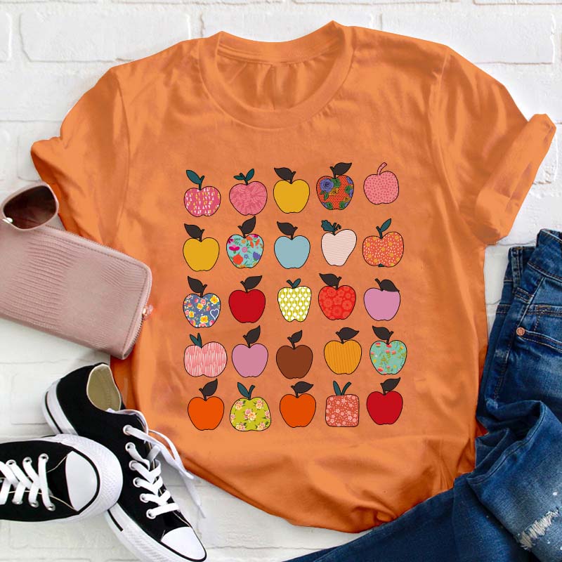 Folk Art Apples Teacher T-Shirt