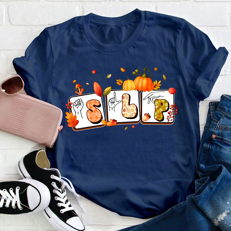 Fall Pumkin Slp Teacher T-Shirt