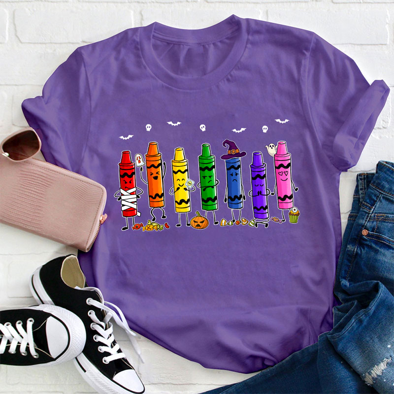 Mood Crayons Halloween Teacher T-Shirt