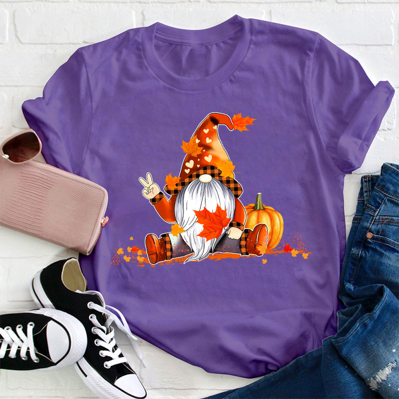Autumn Gnome Teacher T-Shirt