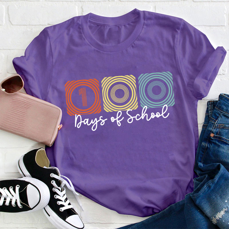 100 Days Of School Line Pattern Teacher T-Shirt