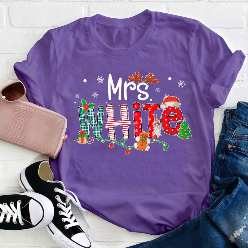 Personalized Teacher Name Christmas Teacher T-Shirt