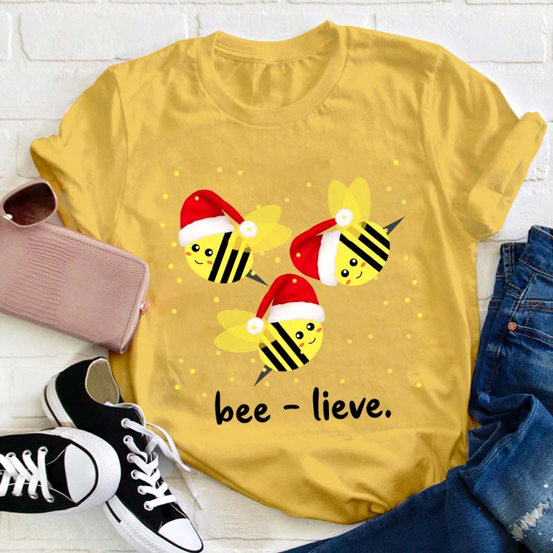 Beelieve Christmas Teacher T-Shirt