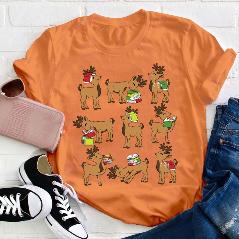 Reindeer Reading Teacher T-Shirt