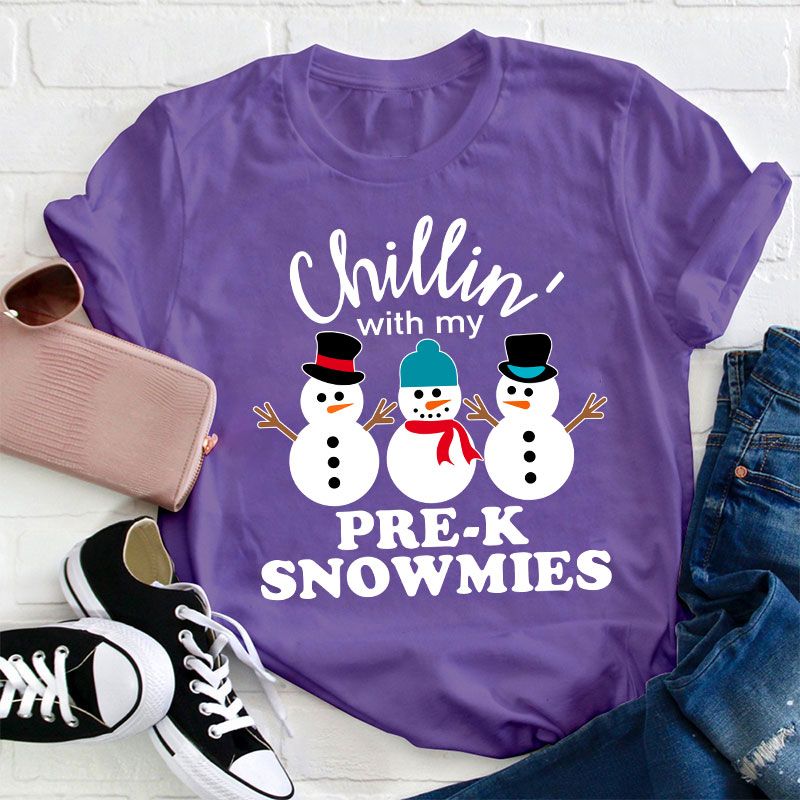 Personalized Grade Chillin' With My Snowmies Teacher T-Shirt