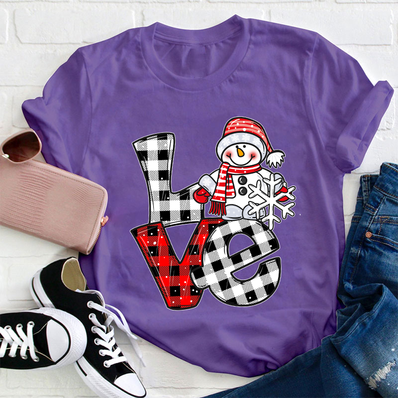 Love Cute Snowman Teacher T-Shirt