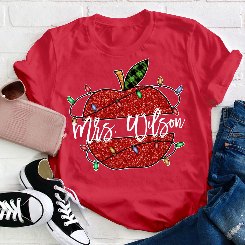 Personalized Shining Apple Teacher T-Shirt