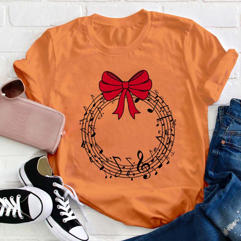 Music Wreath Christmas Teacher T-Shirt