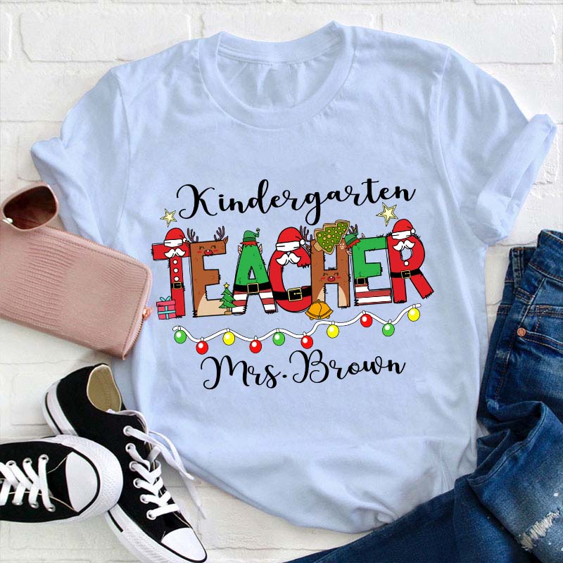 Personalized Christmas Teacher T-Shirt